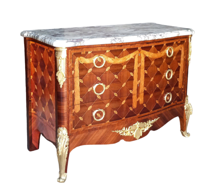 curved chest of drawers in marquetry 1890s 1525