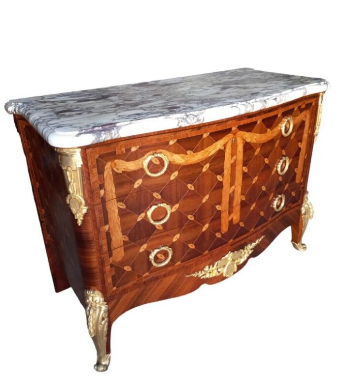 curved chest of drawers in marquetry 1890s 1948