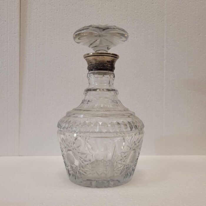 cut glass and punched silver decanter france 19th century 0262