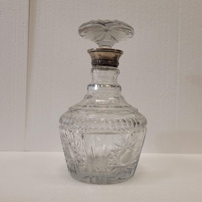 cut glass and punched silver decanter france 19th century 1281