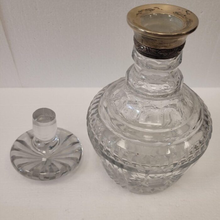 cut glass and punched silver decanter france 19th century 5973