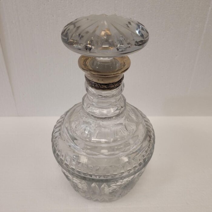 cut glass and punched silver decanter france 19th century 7305