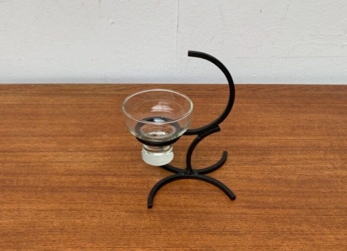 danish candleholder in metal and glass 1960s 2