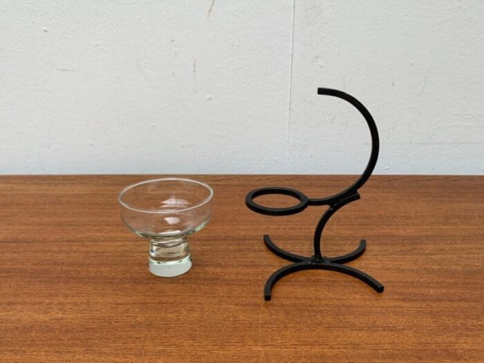 danish candleholder in metal and glass 1960s 3