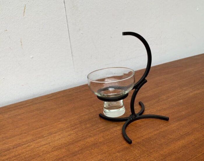 danish candleholder in metal and glass 1960s 4