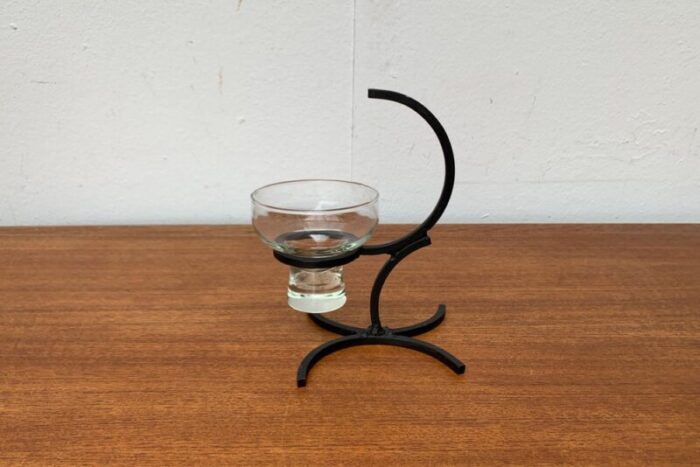 danish candleholder in metal and glass 1960s 6