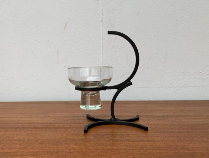 danish candleholder in metal and glass 1960s 8