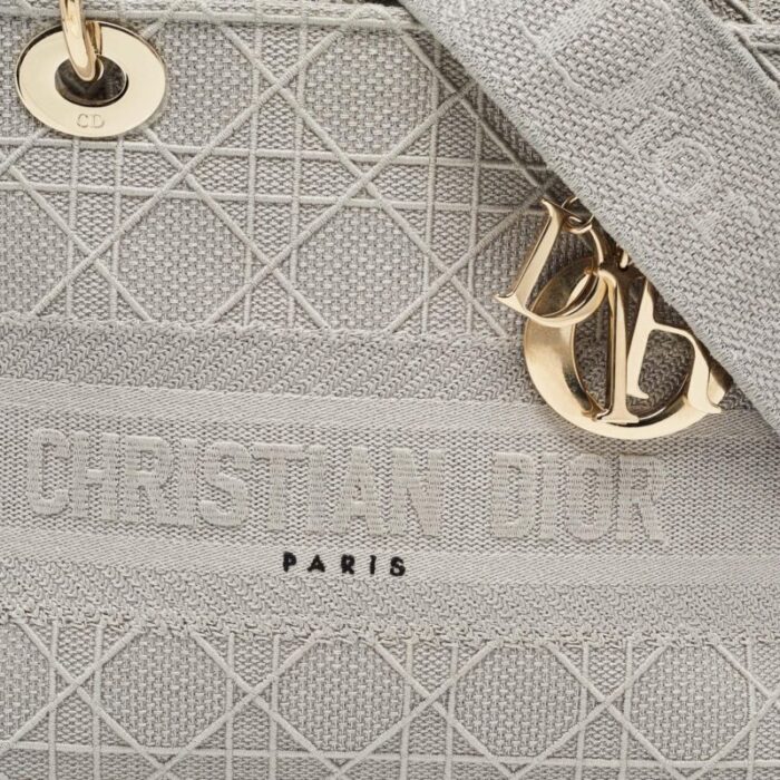 dior grey cannage embroidered canvas medium lady d lite tote 2744