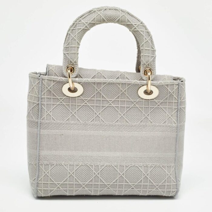 dior grey cannage embroidered canvas medium lady d lite tote 4939