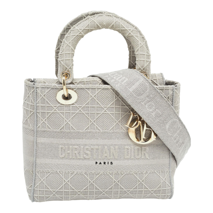 dior grey cannage embroidered canvas medium lady d lite tote 5242