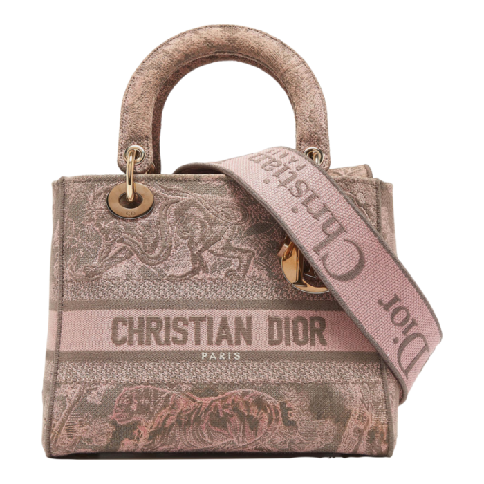 dior pinkgrey embroidered canvas medium lady d lite tote 1067