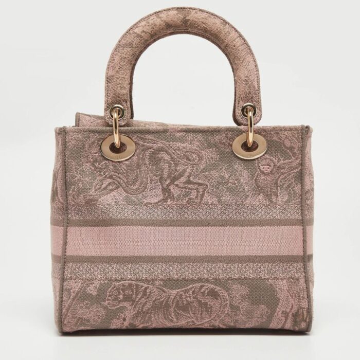 dior pinkgrey embroidered canvas medium lady d lite tote 5552