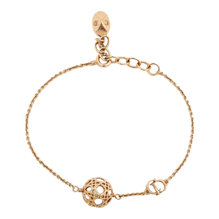 dior secret cannage faux pearl gold tone bracelet 8258