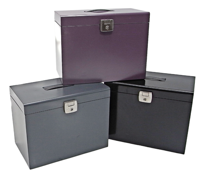 document boxes in coloured metal sheet set of 3 5276