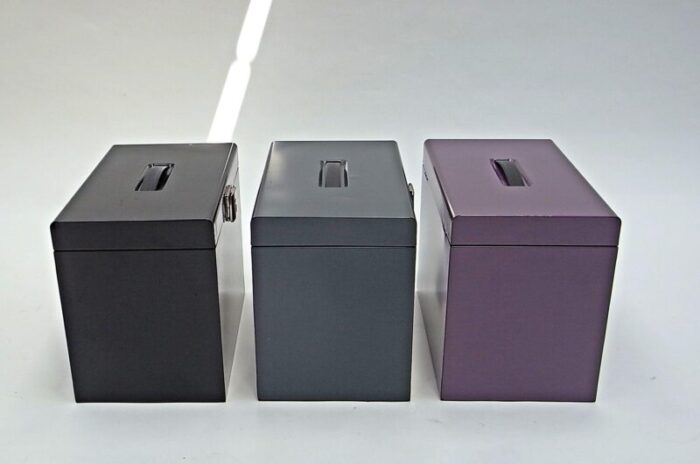 document boxes in coloured metal sheet set of 3 7314