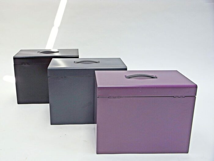 document boxes in coloured metal sheet set of 3 7992