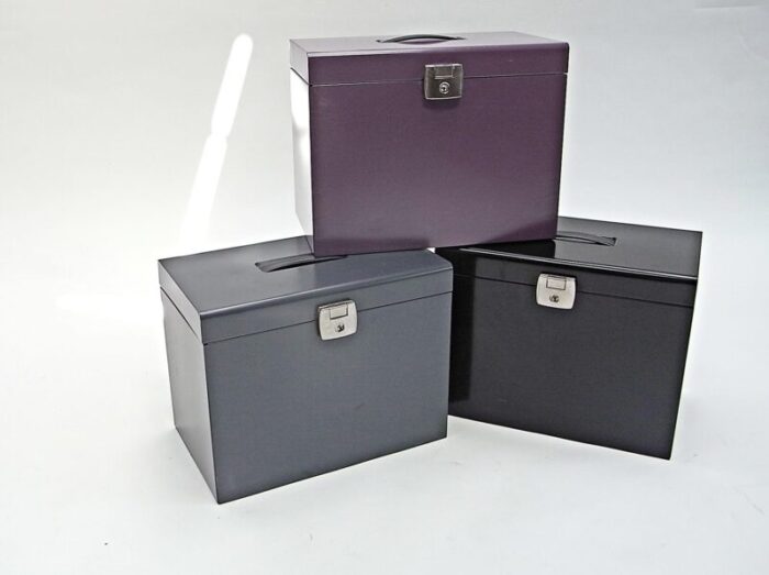 document boxes in coloured metal sheet set of 3 8075