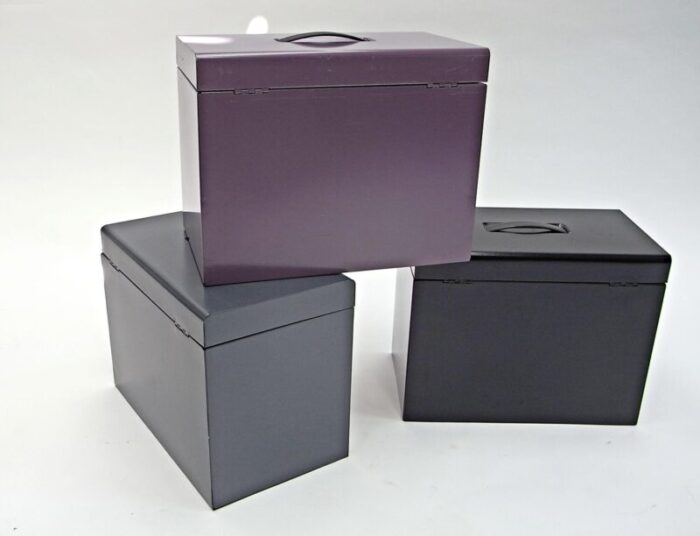 document boxes in coloured metal sheet set of 3 9944