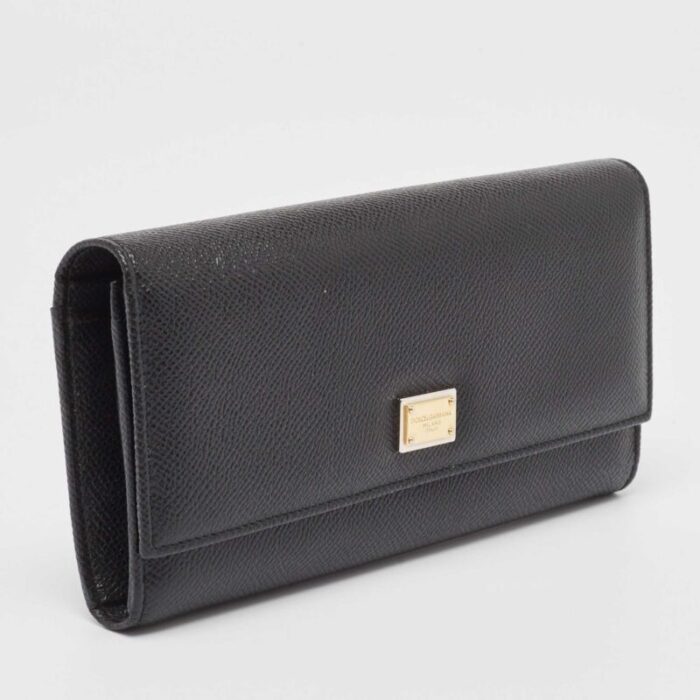 dolce and gabbana black leather flap continental wallet 0116