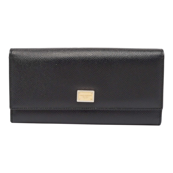 dolce and gabbana black leather flap continental wallet 5741