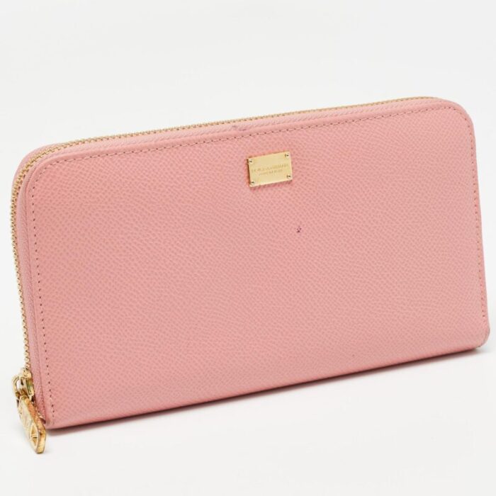 dolce and gabbana pink leather zip around wallet 1796