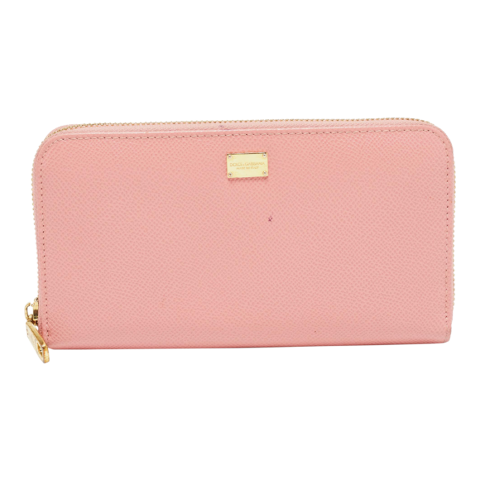 dolce and gabbana pink leather zip around wallet 6619