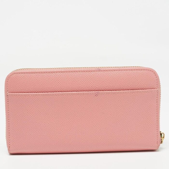 dolce and gabbana pink leather zip around wallet 6985