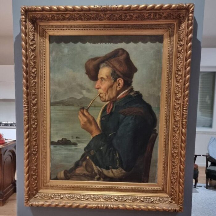 duranti fisherman 1870 oil on canvas framed 7964