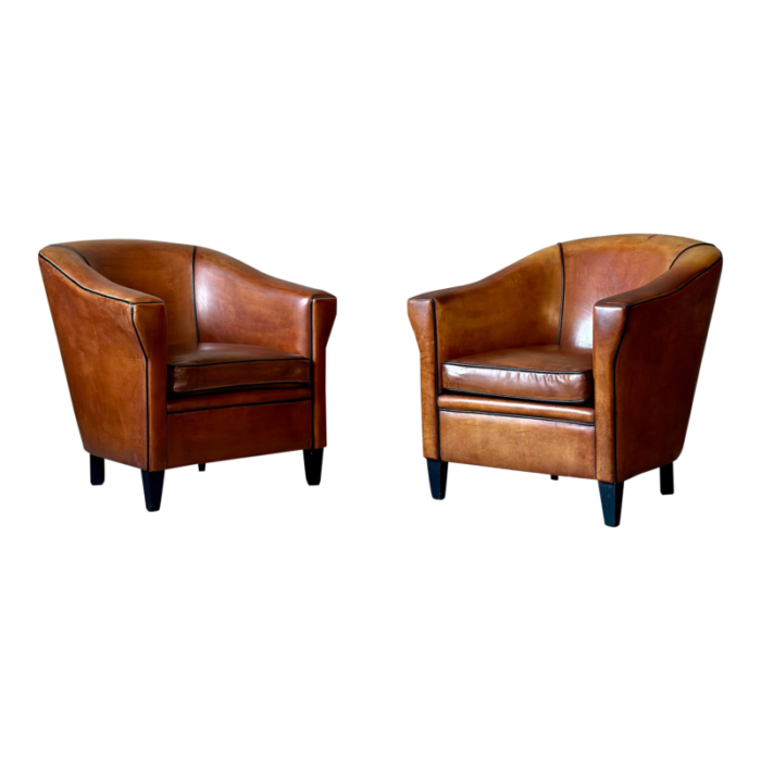 dutch art deco leather club chairs a pair 0557