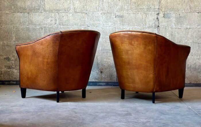 dutch art deco leather club chairs a pair 9637