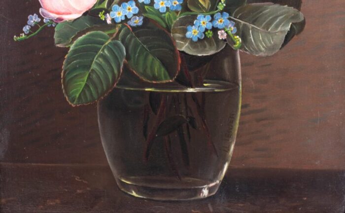 early 19th century floral composition still life oil on oak board by johan laurentz jensen danish 1800 1856 6825