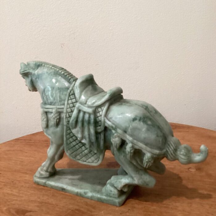 early 20th century imperial tang dynasty green jade war horse sculpture 0969