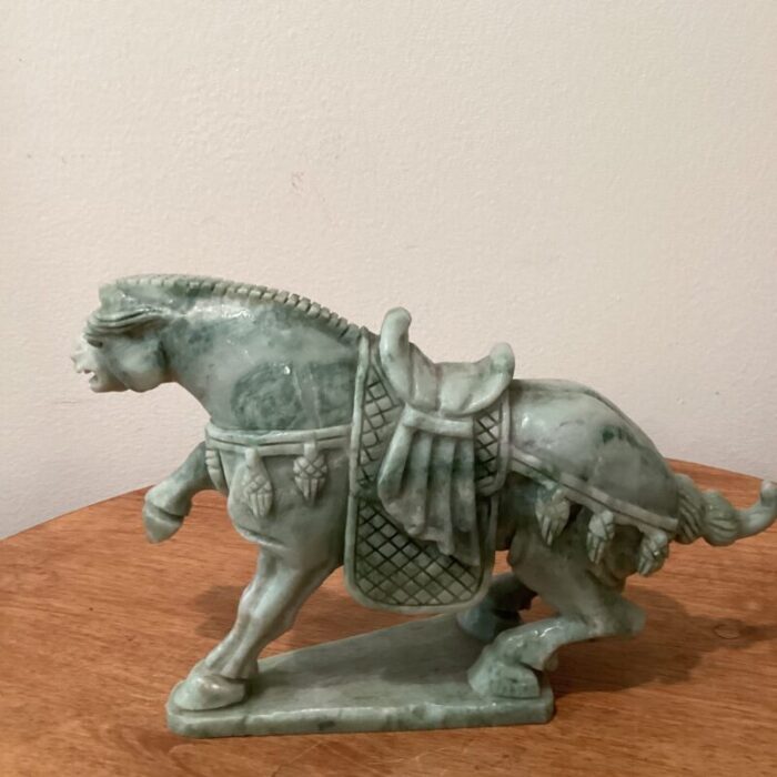 early 20th century imperial tang dynasty green jade war horse sculpture 2082