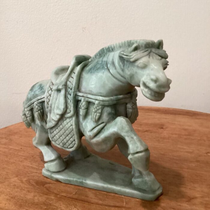 early 20th century imperial tang dynasty green jade war horse sculpture 5136