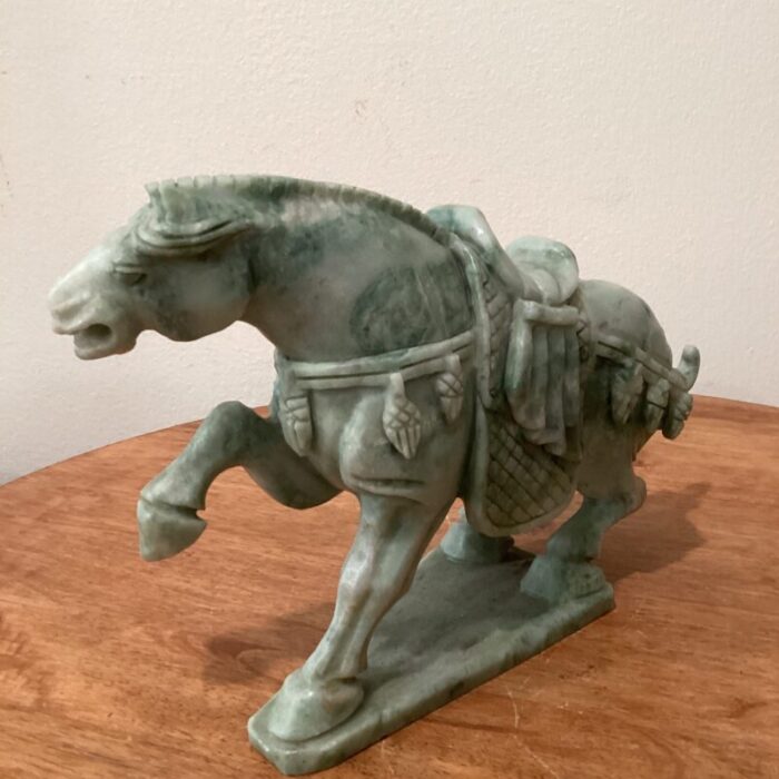 early 20th century imperial tang dynasty green jade war horse sculpture 8973