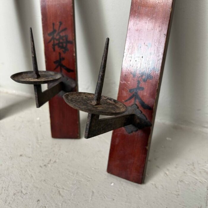 early 20th century japanese wooden candleholders set of 4 10