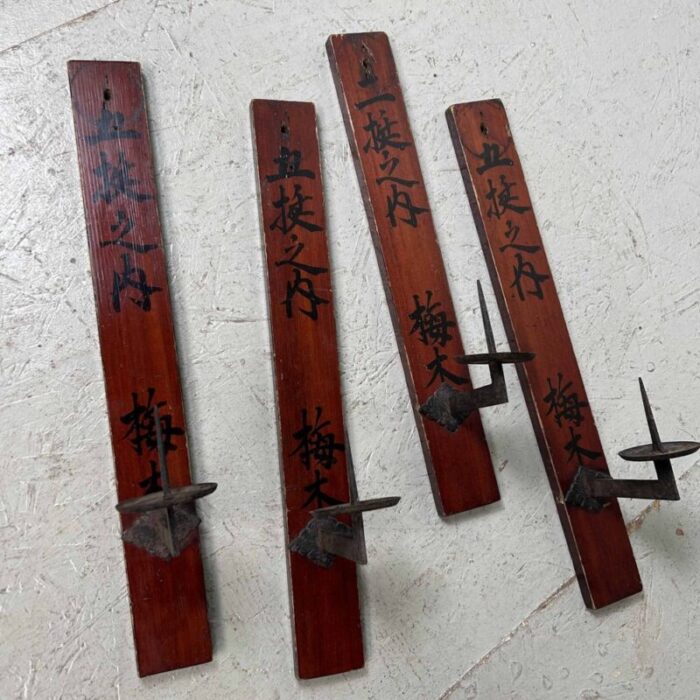 early 20th century japanese wooden candleholders set of 4 13