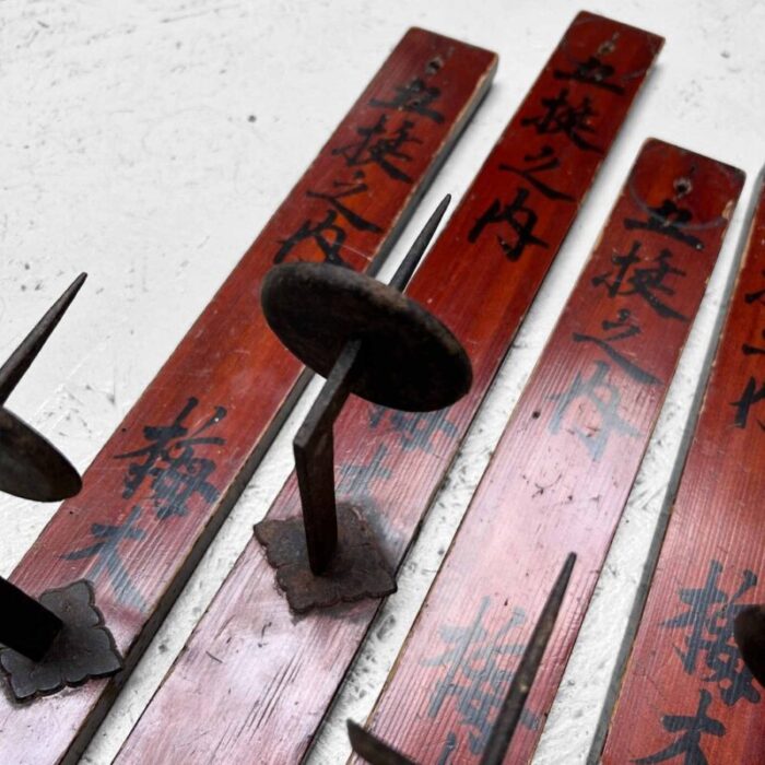 early 20th century japanese wooden candleholders set of 4 4