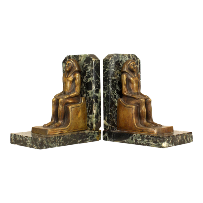 egyptian green marble and bronze bookends a pair 5864