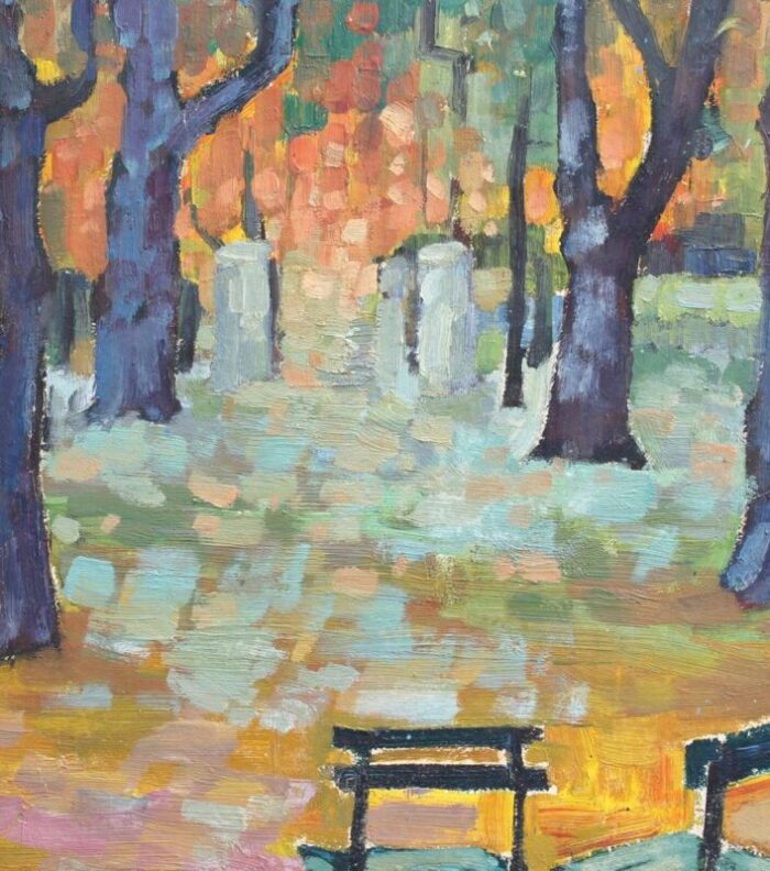 elisee maclet solitude in the jardin de luxembourg 1930s oil on board framed 4918