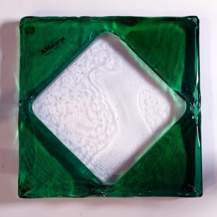 emerald green murano glass ashtray from mazzega 1980s 2963