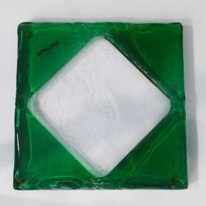 emerald green murano glass ashtray from mazzega 1980s 6802