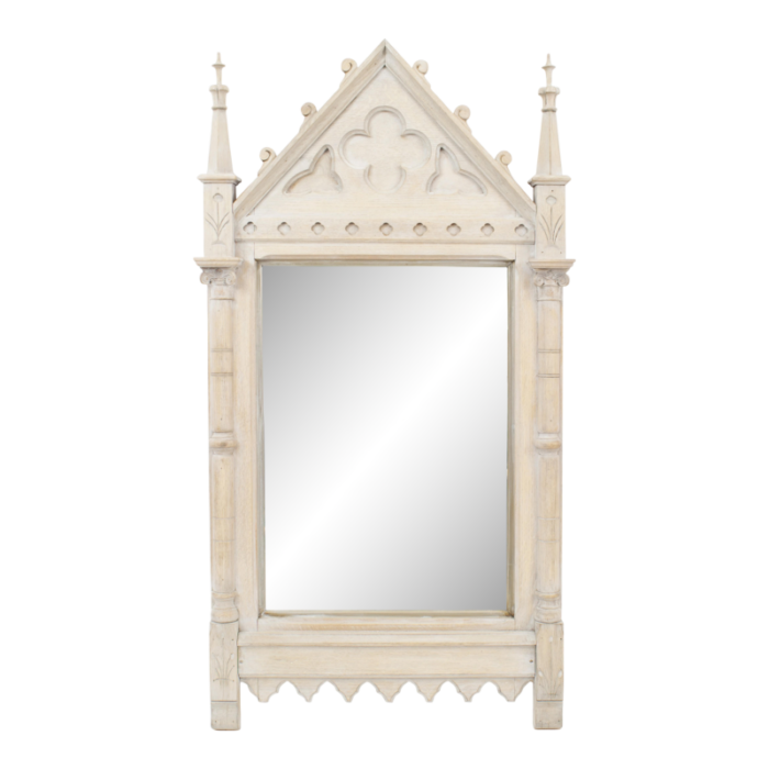 english gothic revival bleached oak wall mirror 4798