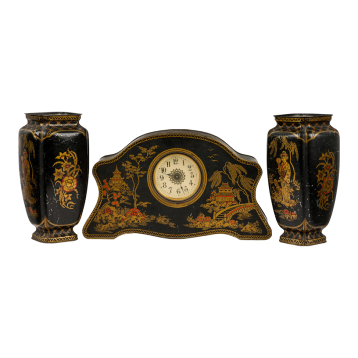 english regency chinoiserie clock set a pair 7934