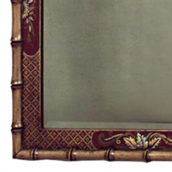 english regency chinoiserie style faux bamboo pediment top wall mirror 7430