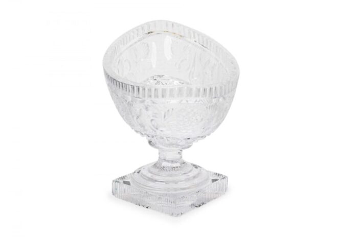 english victorian 19th century cut crystal centerpiece compote with fruit motif 3535