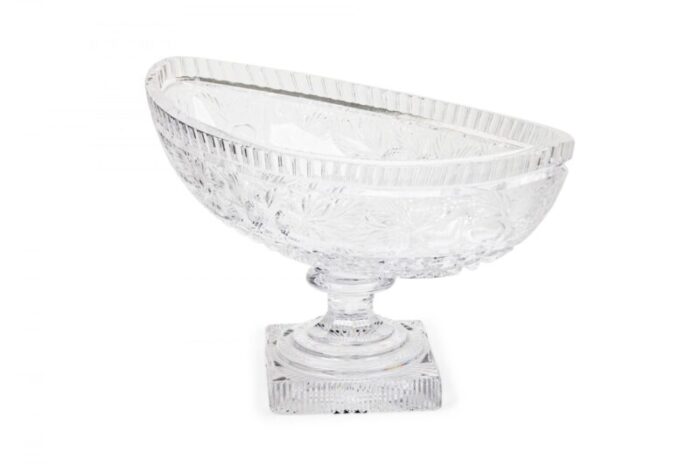 english victorian 19th century cut crystal centerpiece compote with fruit motif 8390