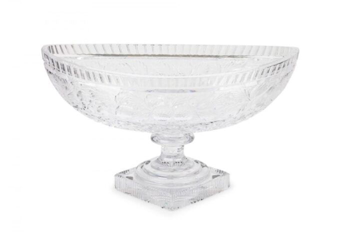 english victorian 19th century cut crystal centerpiece compote with fruit motif 8477