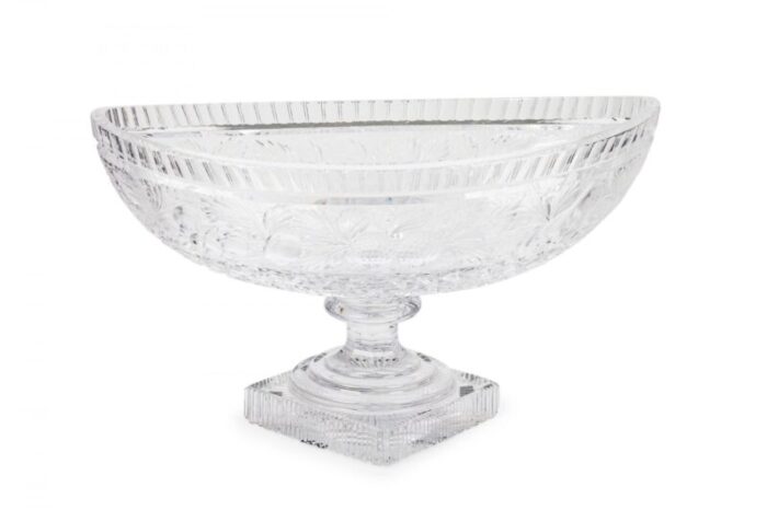 english victorian 19th century cut crystal centerpiece compote with fruit motif 8586