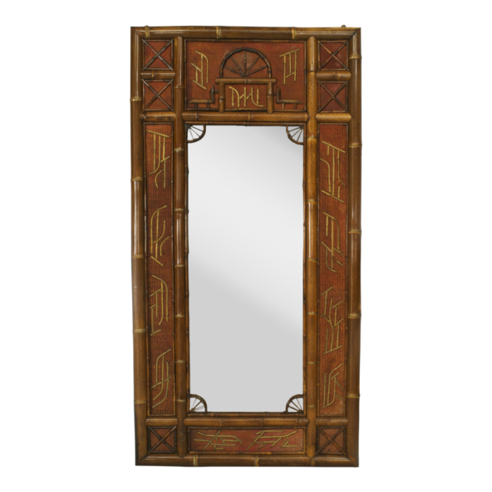 english victorian bamboo and rush wall mirror 0291